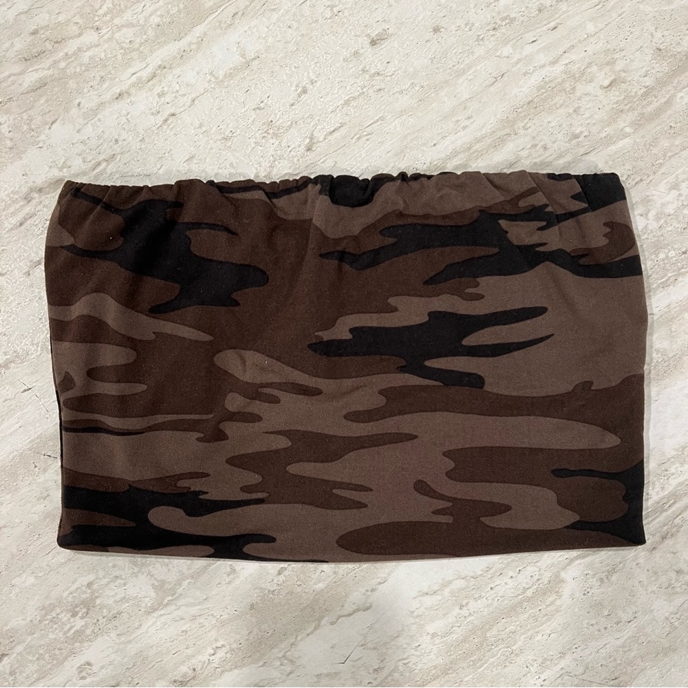 Camo Strapless Crop Top